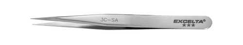 Excelta 3C-SA Tweezer, Straight Very Fine, 4.25' Overall Length, Stainless Steel/Anti-Magnetic