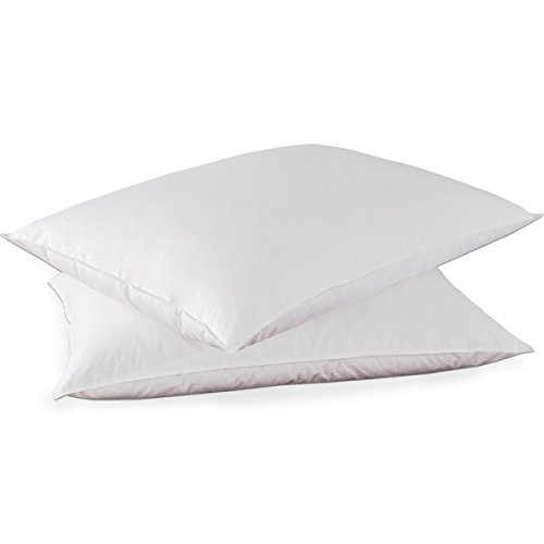 Dreamhood Firm White Goose Down and Feather Pillows, 100% Cotton Cover, Standard/Queen Size, Set of 2