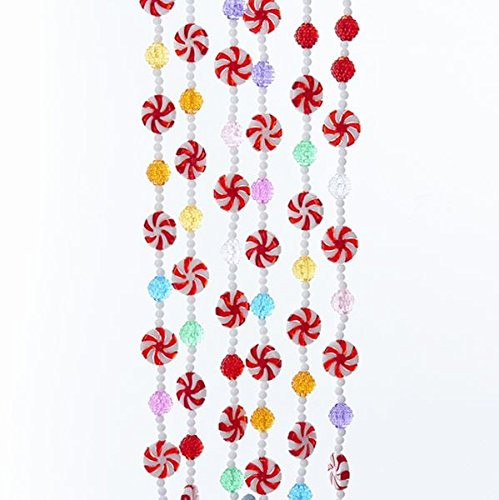 Kurt Adler MULTI-COLOR CANDY WITH RED AND WHITE PEPPERMINT ROUNDS GARLAND