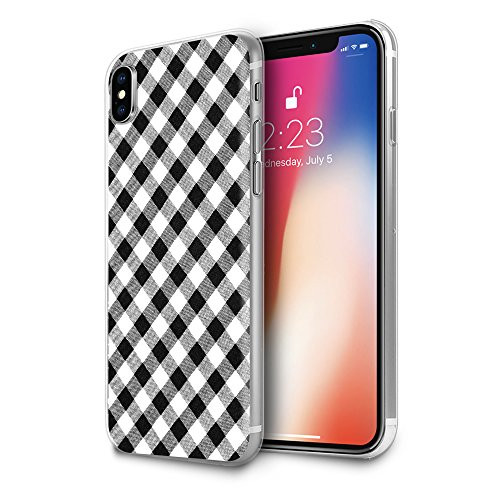 HelloGiftify iPhone XR Case, Black and White Plaid Pattern TPU Soft Gel Protective Case for iPhone XR