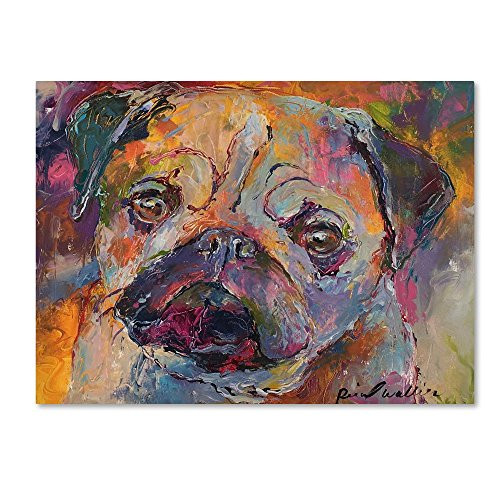 Trademark Fine Art Art Pug by Richard Wallich, 14x19-Inch Canvas Wall Art