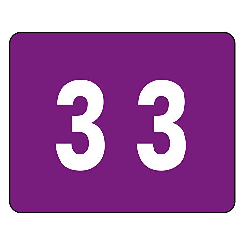 Smead DCCRN Numeric Color-Coded Numeric Labels, Number 3, Purple, 500 Labels per Roll (67343)