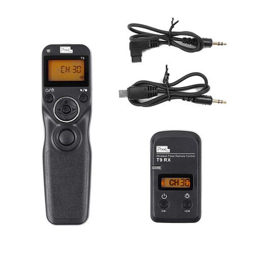 Pixel T9-S1/S2 LCD FSK 2.4GHz Wireless Shutter Release Timer Remote Control with Two Cables for Sony A560/A580/A390/A450/A500/A550/A850/A900/A350/A200/A58/A7RII/A3000/A6000/RX100II (S1/S2)