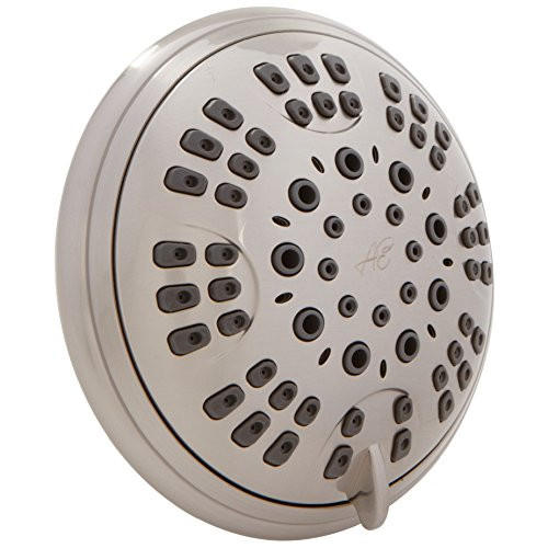 6 Function Adjustable Luxury Shower Head - High Pressure Boosting, Wall Mount, Bathroom Showerhead For Low Flow Showers - Brushed Nickel