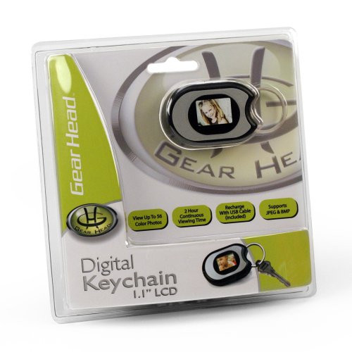 Gear Head 1.1-inch Digital Keychain (Black & Silver)