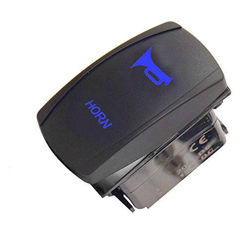 ESUPPORT Car Motor 12V 20A Laser Light Button Rocker Toggle Switch Momentary Blue LED Horn Light Speaker 5Pin