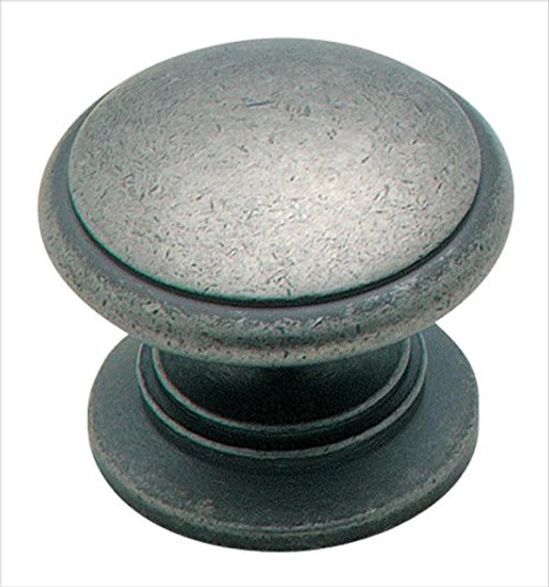 Amerock BP1466-WN Solid Brass 1-1/4-Inch Diameter Knob, Weathered Nickel
