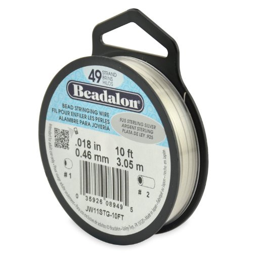 Beadalon 49-Strand Bead Stringing Wire, 0.018-Inch.925 Sterling Silver 10-Feet