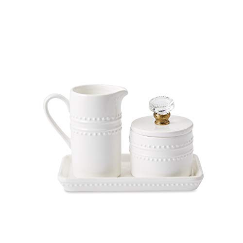 Mud Pie 47800002 Farmhouse Inspired Vintage Doorknob Cream and Sugar Set One Size White