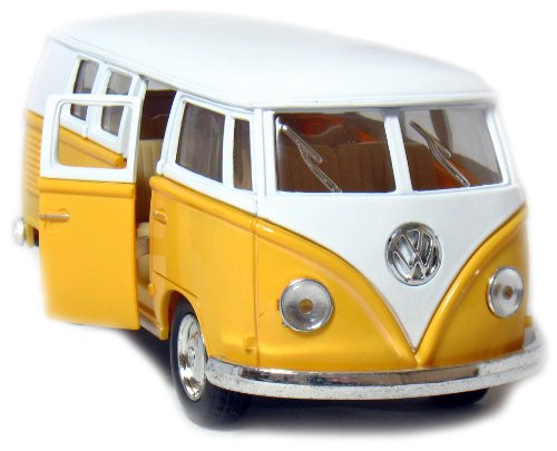 5 Die-cast 1962 VW Classic Bus 1/32 Scale (Yellow), Pull Back n Go Action. by 5 Die-cast Vehicles