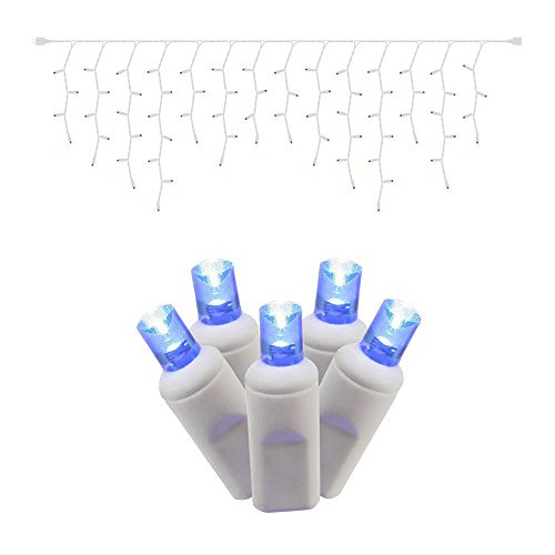 Vickerman 70 Light Blue Wide Angle LED Icicle Light Set on White Wire