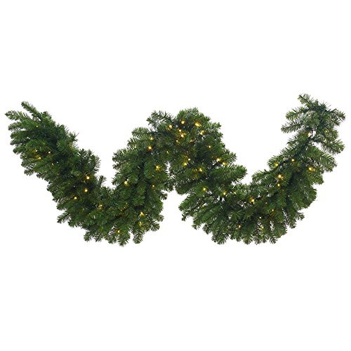 Vickerman 9' x 18" Pre-Lit Grand Teton Artificial Christmas Garland - Warm White LED Lights