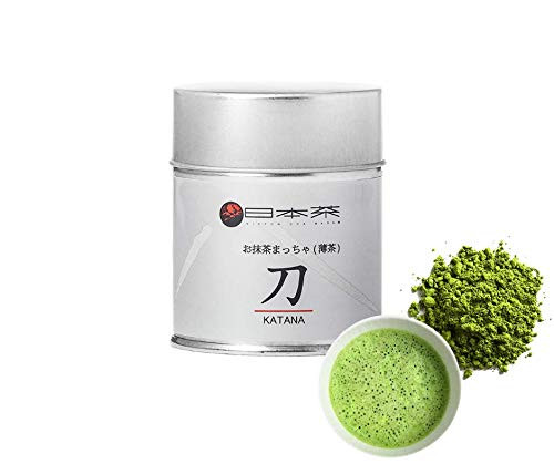 Nippon Cha - Katana Matcha Green Tea Powder - Japanese Origin - First Harvest - Radiation Free - Zero Sugar - Ceremonial Grade for Everyday Recipes, 30g (1oz) Tin