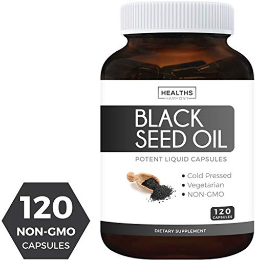 Black Seed Oil - 120 Softgel Capsules (Non-GMO & Vegetarian) Premium Cold-Pressed Nigella Sativa Producing Pure Black Cumin Seed Oil with Vitamin E - Made in The USA - 500mg Each, 1000mg Per Serving