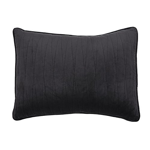 Brielle Premium Heavy Velvet Sham Set with Cotton Backing, Standard, Charcoal