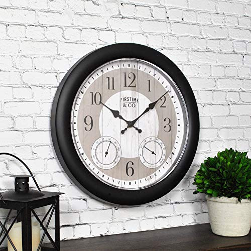 FirsTime & Co. 31073 Summer Cottage Outdoor Clock, 12", Satin Black