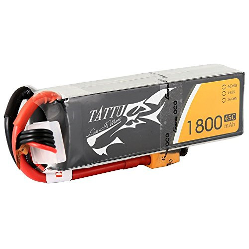 Tattu LiPo Battery Pack 1800mAh 14.8V 45C 4S with XT60 Plug for RC Car Boat Truck Heli Airplane UAV Drones FPV