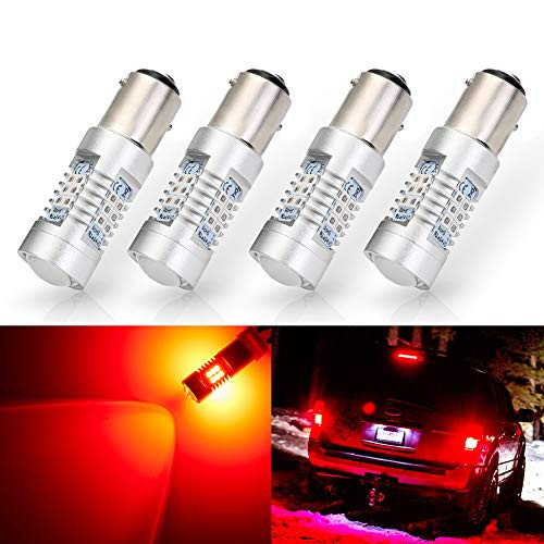 ANTLINE Extremely Bright 1157 1157A 2057 2357 7528 2057A BAY15D 21-SMD 2835 Chipsets 1260 Lumens LED Bulb Replacement Brilliant Red for Car Brake Tail Turn Signal Blinker Lights Bulbs (Pack of 4)