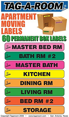 Tag-A-Room Color Coded Moving Packing Box Labels Stickers (Apartment)