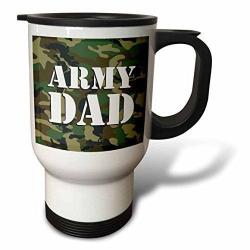 3dRose Army Dad Green Camouflage Travel Mug, 14-Ounce, Stainless Steel