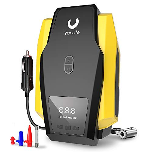 VacLife Air Compressor Tire Inflator, DC 12V Portable Air Compressor for Car Tires, 150 PSI Tire Pump with LED Light, Digital Air Pump for Car Tires, Bicycle and Other Inflatables VacLife Air Compressor Tire Inflator, DC 12V Portable Air Compressor for Car Tires, 150 PSI Tire Pump with LED Light, Digital Air Pump for Car Tires, Bicycle and Other Inflatables