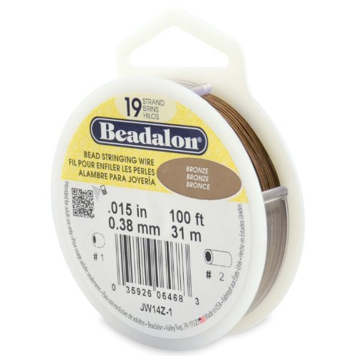 Beadalon 19-Strand 0.015" (0.38 mm) 100 ft (30.5 m) Bronze Bead Stringing Wire,