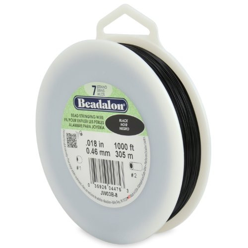 Beadalon 7-Strand 0.018" (0.46 mm) 1000 ft (305 m) Black Bead Stringing Wire,