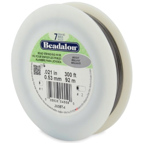 Beadalon 7-Strand 0.021" (0.53 mm) 300 ft (91.4 m) Bright Bead Stringing Wire,