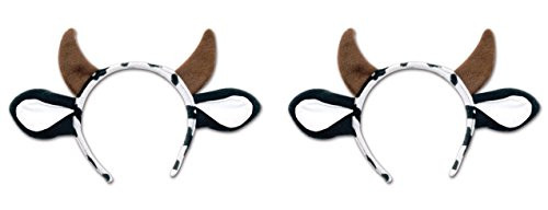 Beistle S60035AZ2 Cow Headband 2 Piece, Brown/White/Black