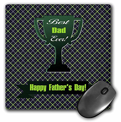 3dRose LLC 8 X 8 X 0.25 Inches Mouse Pad Best Dad Ever Trophy on Diagonal Crisscross Pattern, Green and Purple (Mp_181373_1)