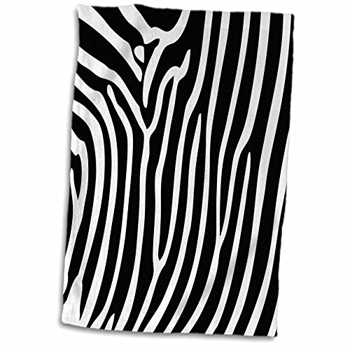 3D Rose Black and White Chic Zebra Print Towel, 15" x 22", Multicolor