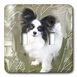 3dRose lsp_8334_2 Black and White Papillon Double Toggle Switch