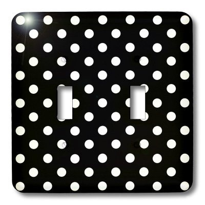 3dRose LLC lsp_20402_2 Black and White Polka Dot Print Double Toggle Switch