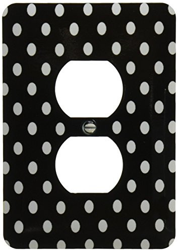 3dRose LLC lsp_20402_6 Black and White Polka Dot Print 2-Plug Outlet Cover