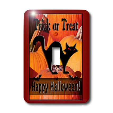 3dRose lsp_24365_1 Black Cat On Pumpkins Trick Or Treat Happy Halloween Single Toggle Switch