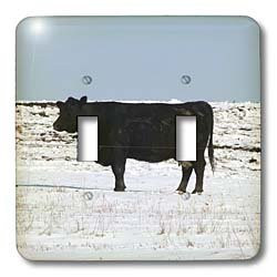 3dRose lsp_20853_2 Black Cow in The Snow Double Toggle Switch