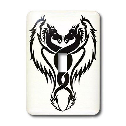 3dRose lsp_43751_1 Black Dueling Dragons Toggle Switch