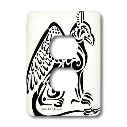 3dRose lsp_23164_6 Black Gryphon Fantasy Celtic Tribal 2-Plug Outlet Cover