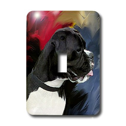 3dRose lsp_3976_1 Black White Boxer Single Toggle Switch