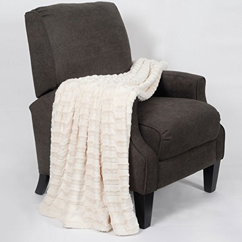 Home Soft Things Boon Saga Double Sided Faux Fur Throw, 60" x 80", Antique White