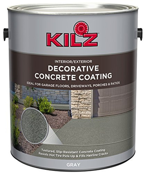 KILZ L378701 Interior/Exterior Slip-Resistant Decorative Concrete Paint, 1 Gallon, Gray