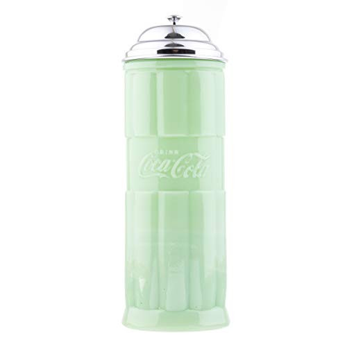 TableCraft's Coca-Cola Jadeite Straw Jar 4 x 4 x 11.25", Green