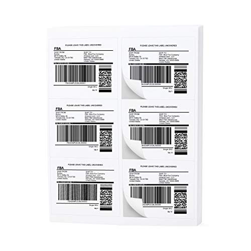 Buhbo 6-UP Address Shipping Label 3-1/3" x 4" Sticker Labels for Laser & Ink Jet Printers (100 Sheets, 600 Labels)