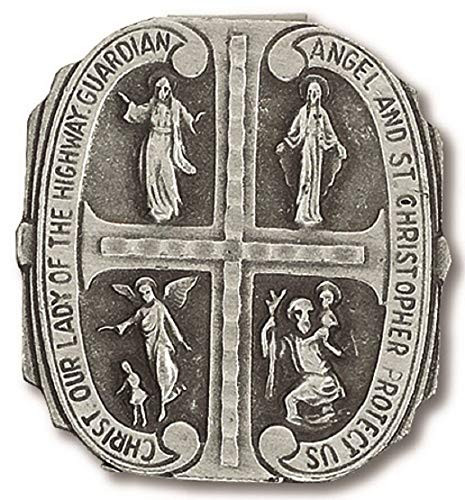 Christ + Our Lady Of The Highway + Guardian Angel + St Christopher 4 Way Auto Visor Clip