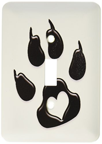 3dRose lsp_41070_1 Cats Paw Print with Heart Black Single Toggle Switch