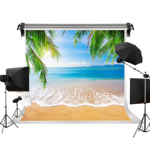 Kate Beach Backdrop Sea Blue Sky Background Palm Trees Summer Background for Photography Photo Studio No Wrinkle Cloth Backdrop 7x5ft(2.2x1.5m)