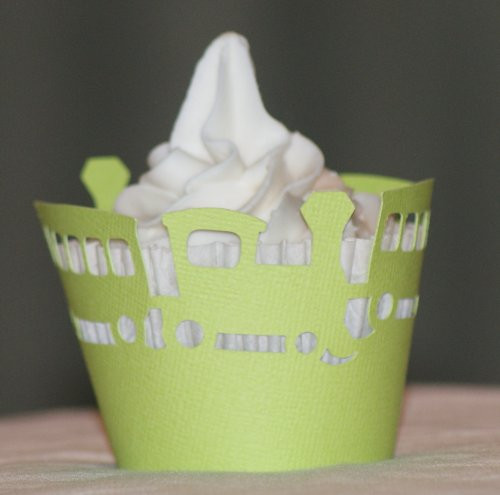 All About Details Key Lime Green Trains Cupcake Wrappers, Set of 12