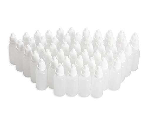 50PCS Empty Refillable Squeezable Plastic Dropper Bottle Eye Liquid Dropper Container Jar Vial Holder with Screw Caps and Plugs for Cosmetic Essential Oil Reagent Lab Drops 5ml/0.17oz