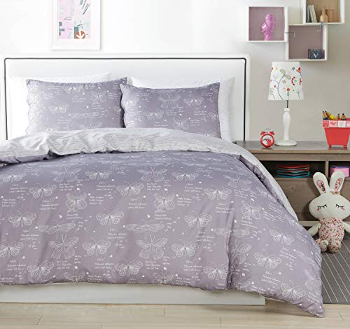 LALA+BASH Malar Comforter Set, Twin, Grey and White