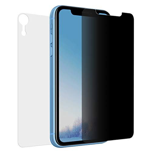 Conleke Privacy Front and Clear Back Screen Protector for iPhone XR [2-Pack], Tempered Glass [3D Touch] Front Rear Anti-Fingerprint/Scratch for iPhoneXR (6.1 inch)